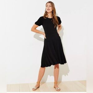 NWT Loft Puff Sleeve Flounce Drop Waist Stretch Dress D2